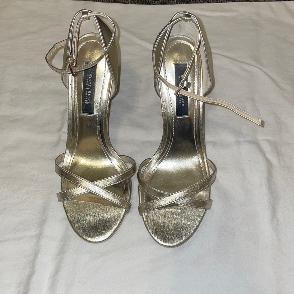 White House Black Market Strappy Gold Heel